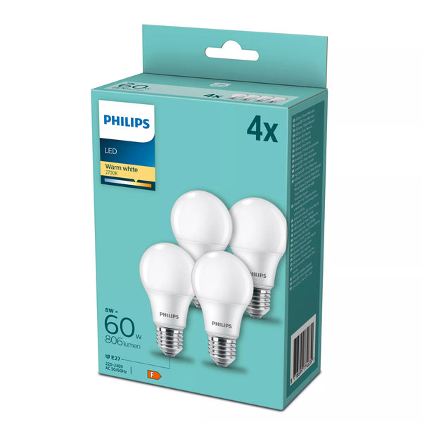 Philips Pære 60 W A60 E27 x 4