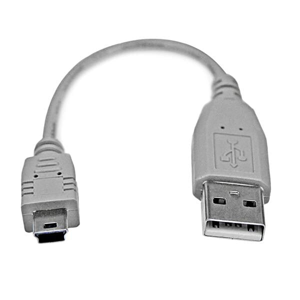 StarTech.com USB2HABM6IN USB-kabel USB 2.0 0,152 m USB A Mini-USB B 0,48 Gbit/sek. Grå