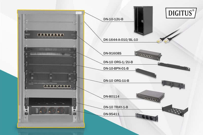 Digitus DN-10-SET-3-B stativ 12U Vægmonteret stativ Sort