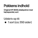 HP Original 364XL-blækpatron med høj kapacitet, sort