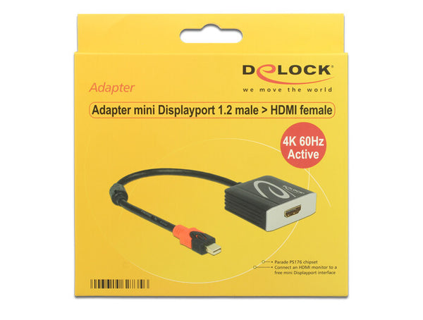 DeLOCK 62735 videokabel adapter 0,2 m Mini DisplayPort HDMI Type A (Standard) Sort