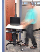 Ergotron WorkFit-C, Single HD Sit-Stand Workstation Sort, Grå Multimedie kurv