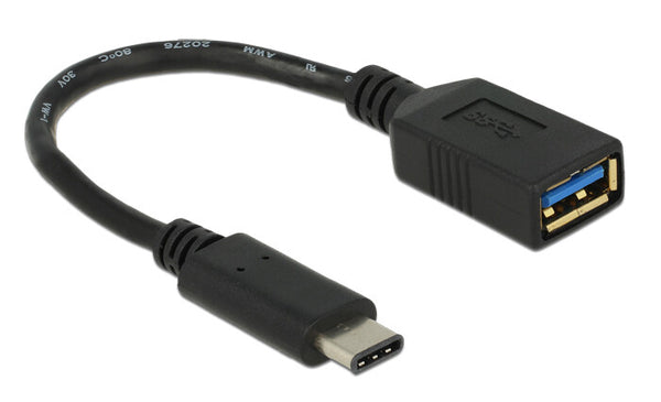DeLOCK 0.15m USB 3.1 USB-kabel USB 3.2 Gen 2 (3.1 Gen 2) 0,15 m USB C USB A 5 Gbit/sek. Sort