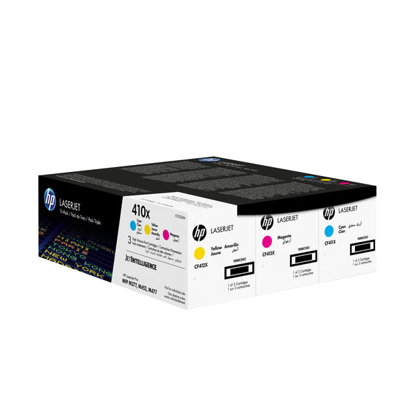 HP Originale 410X LaserJet-tonerpatroner, cyan/magenta/gul, pakke med 3 stk.