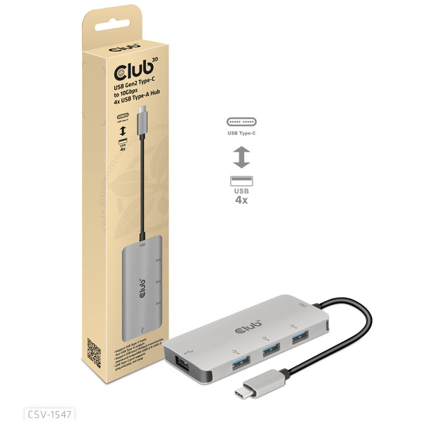 CLUB3D CSV-1547 interface hub USB 3.2 Gen 2 (3.1 Gen 2) Type-C 10000 Mbit/s Sort, Sølv