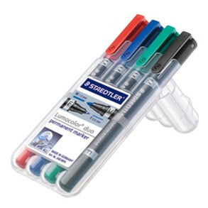 Staedtler Lumocolor permanent duo 348 speedmarker Fin/projektilspids Sort, Blå, Grøn, Rød 4 stk