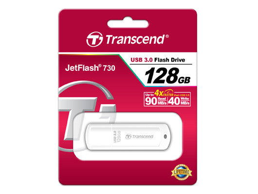 Transcend JetFlash TS128GJF730 USB-nøgle 128 GB USB Type-A 3.2 Gen 1 (3.1 Gen 1) Hvid