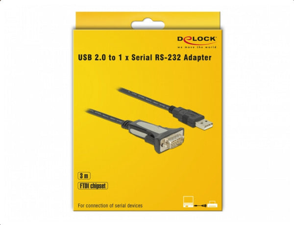 DeLOCK 65962 serielkabel Sort 3 m USB Type-A DB-9