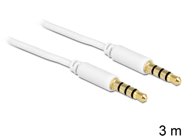 DeLOCK 3.5mm - 3.5mm, 3m lydkabel Hvid