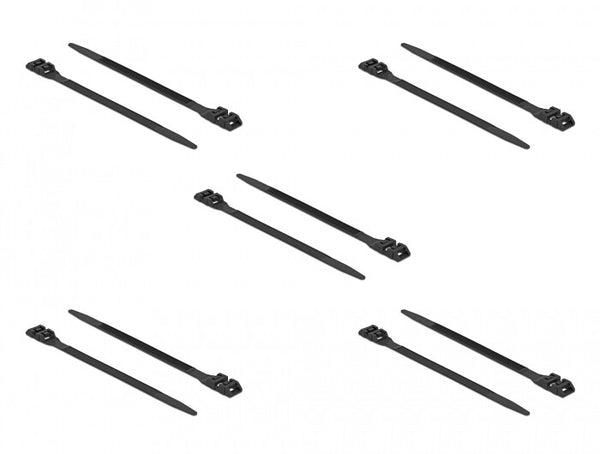 DeLOCK 18887 kabelsamler Udløselig kabelbinder Nylon Sort 10 stk