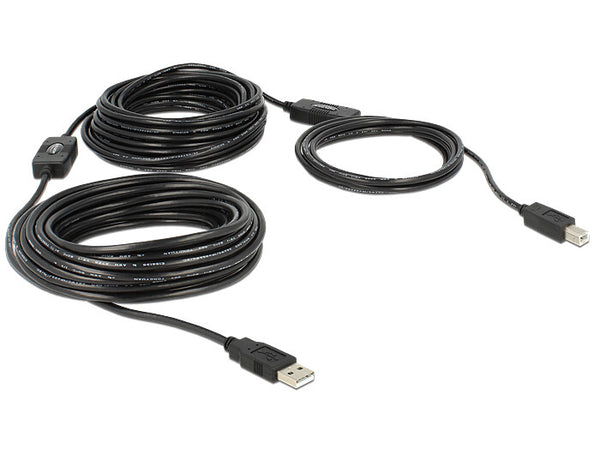 DeLOCK 20m, USB2.0-A - USB2.0-B USB-kabel USB A USB B 0,48 Gbit/sek. Sort