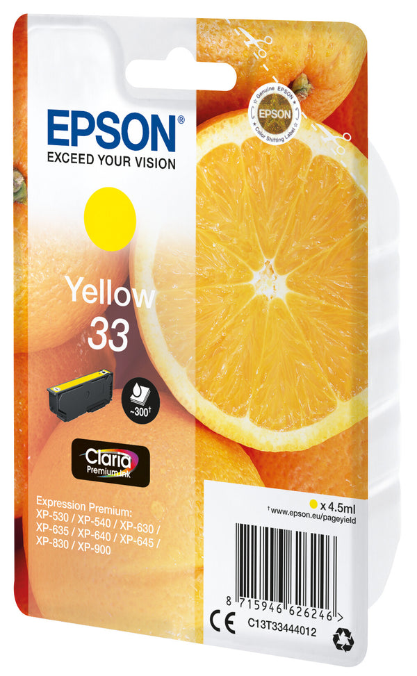 Epson Oranges C13T33444022 blækpatron 1 stk Original Gul