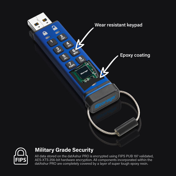 iStorage datAshur Pro USB-nøgle 128 GB USB Type-A 3.2 Gen 1 (3.1 Gen 1) Blå