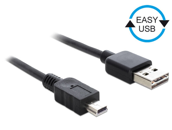 DeLOCK 0.5m, USB2.0-A/USB2.0 Mini-B USB-kabel 0,5 m USB A USB B 0,48 Gbit/sek. Sort