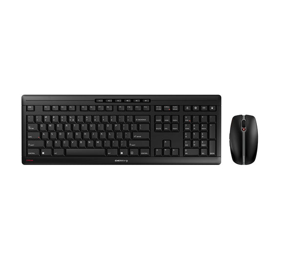 CHERRY Stream Desktop Recharge tastatur Mus inkluderet Universel RF trådløst QWERTY Engelsk Sort