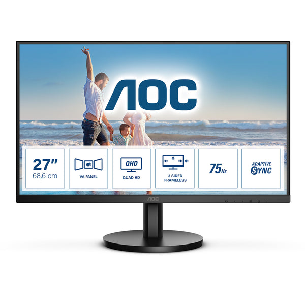 AOC Q27B3MA computerskærm 68,6 cm (27") 2560 x 1440 pixel Quad HD LED Sort
