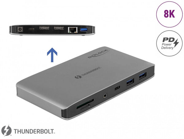 DeLOCK 87777 dockingstation Ledningsført Thunderbolt 3 Grå