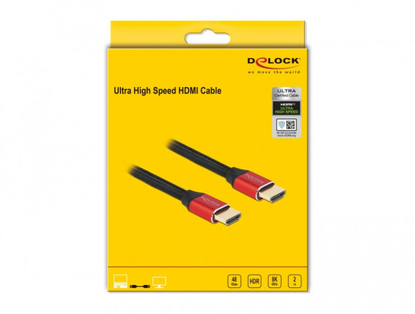 DeLOCK 85774 HDMI-kabel 2 m HDMI Type A (Standard) Sort, Rød