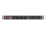 Lanberg PDU-04E04I-0200-IEC-BK strømforsyningsenhed (PDU) 4 AC stikkontakt(er) 1U Sort