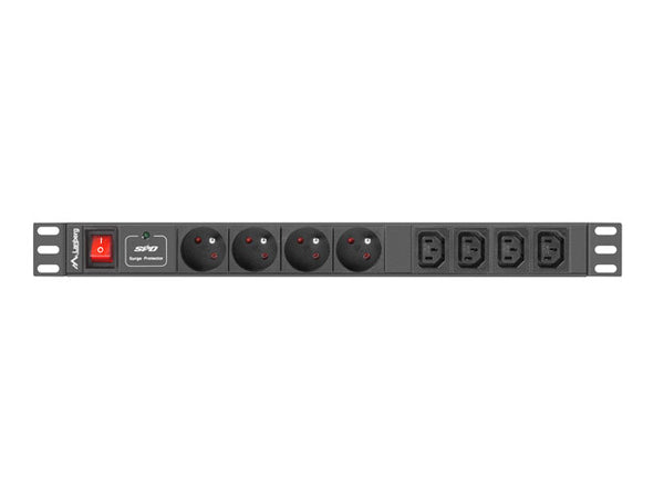 Lanberg PDU-04E04I-0200-IEC-BK strømforsyningsenhed (PDU) 4 AC stikkontakt(er) 1U Sort