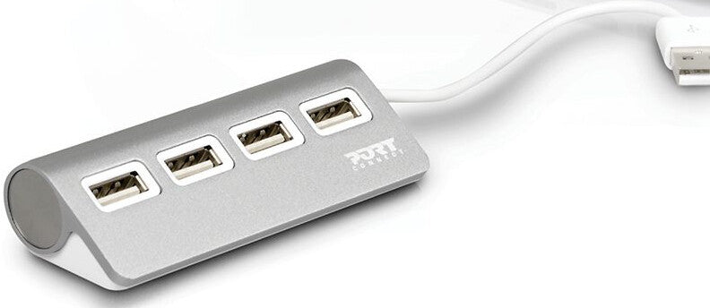 Port Designs 900120 interface hub USB 2.0 480 Mbit/s Grå, Hvid