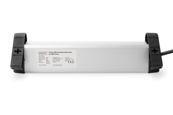 Digitus DA-70614 stikdåse 1,5 m 4 AC stikkontakt(er) Indendørs Sort, Sølv